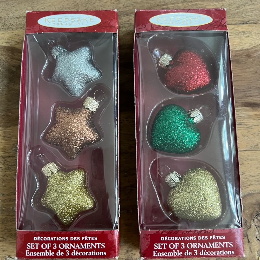 2 sers of  3 Hallmark Ornaments: Handblown Glass |